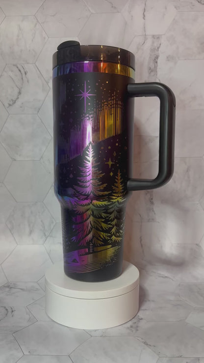 Aurora Mountains engraved tumbler